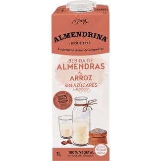 Bebida de almendras y arroz sin azúcares añadidos 100% vegetal sin gluten y sin lactosa brik 1 l - Almendrina