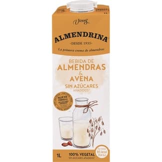 Bebida de almendras y avena sin azúcares añadidos 100% vegetal sin lactosa brik 1 l - Almendrina