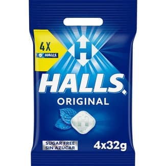 Caramelos duros sabor eucalipto original sin azúcar pack 4 envases 32 g - Halls