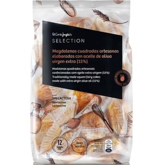 Magdalenas cuadradas artesanas con aceite de oliva virgen extra sin lactosa bolsa 480 g 12 unidades envasadas individualmente - El Corte Ingles Selection