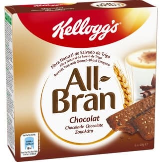 Barritas de cereales de chocolate con fibra natural de salvado de trigo estuche 240 g 6 unidades - Kellogg's All-bran