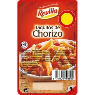 Taquitos de chorizo extra sin gluten envase 65 g - Revilla