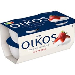 Yogur griego con fresas sin gluten pack 4 unidades 110 g - Danone Oikos
