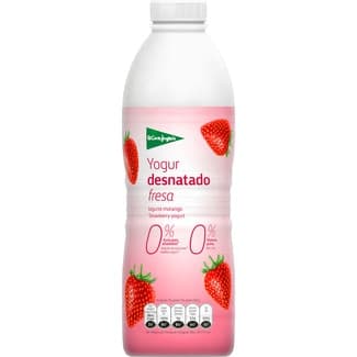 Yogur líquido con fresa desnatado 0% m.g. 0% azúcares añadidos sin gluten botella 1 l - El Corte Ingles
