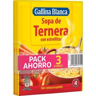 Sopa de ternera con estrellitas pack 3 sobre 80 g - Gallina Blanca