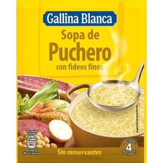 Sopa de puchero con fideos finos sobre 72 g - Gallina Blanca