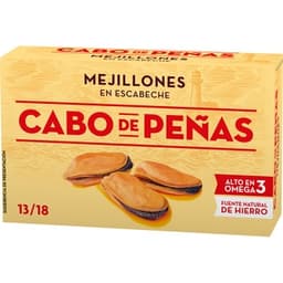Mejillones en escabeche de la rías gallegas 13-18 piezas lata 69 g neto escurrido - Cabo De Peñas