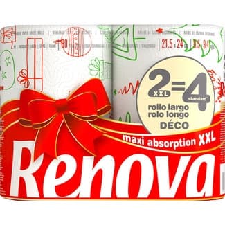 Papel de cocina decorado Navidad maxi absorción XXL 2 capas paquete 2 rollos - Renova