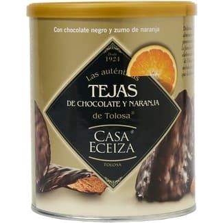 Tejas de chocolate y naranja de Tolosa lata 160 g - Casa Eceiza