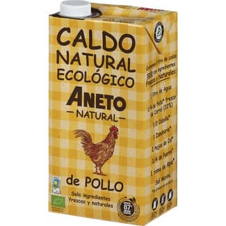 Caldo de pollo ecológico 100% natural sin gluten y sin lactosa envase 1 l - Aneto