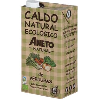 Caldo de verduras de cultivo ecológico 100% natural sin gluten y sin lactosa envase 1 l - Aneto