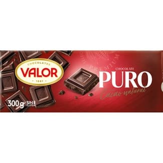 Chocolate puro con cacao natural y sin gluten tableta 300 g - Valor