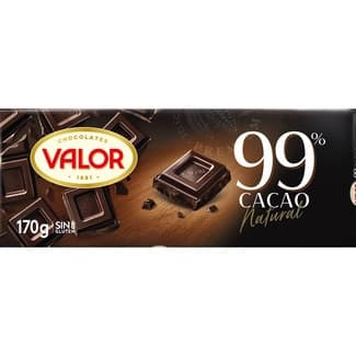 Chocolate negro 99% cacao natural y sin gluten tableta 170 g - Valor