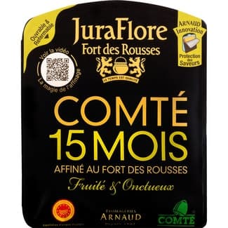 Queso francés de vaca de textura lisa y fina elaborado con leche cruda DOP Comté envase 200 g maduración 15 meses - Juraflore