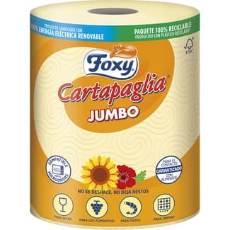Papel de cocina Cartapaglia Jumbo recomendado para fritos paquete 1 rollo compatible con el microondas - Foxy