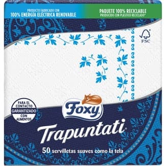Servilletas Trapuntati 2 capas 38x38 cm paquete 50 unidades - Foxy