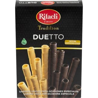 Duetto barquillos tradicionales y al cacao sin aceite de palma estuche 120 g - Rifacli