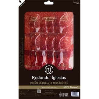 Selección Premium jamón de bellota 100% ibérico en lonchas envase 120 g sin gluten sin lactosa - Redondo Iglesias