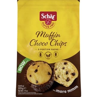 Mini muffins con choco chips sin gluten y sin lactosa paquete 225 g y sin aceite de palma - Schar