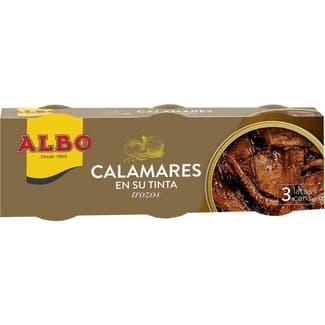 Calamares en su tinta pack 3 lata 50 g neto escurrido - Albo