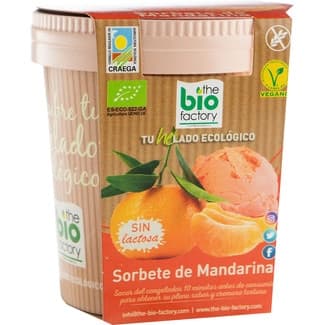 Sorbete vegano y ecológico de mandarina sin gluten y sin lactosa tarrina 500 ml - The Bio Factory