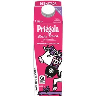 Leche fresca desnatada pasterizada envase 1 l - Priegola