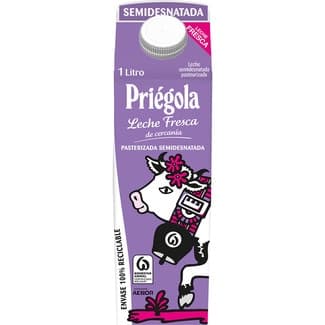 Leche fresca semidesnatada pasterizada envase 1 l - Priegola