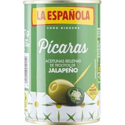 Aceitunas rellenas de trocitos de jalapeño Pícaras lata 130 g neto escurrido - La Española