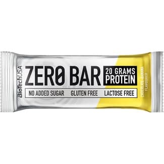 Zero barrita de proteínas sabor chocolate y plátano sin gluten, sin lactosa envase 50 g y sin azúcares añadidos - Biotech Usa