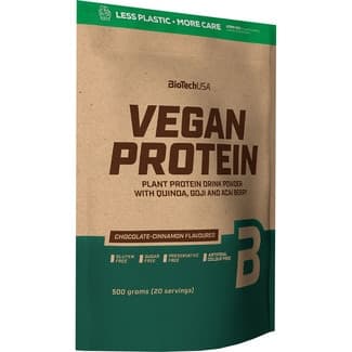 Vegan Protein con quinoa, goji y bayas de açai con sabor a chocolate y canela envase 500 g - Biotech Usa