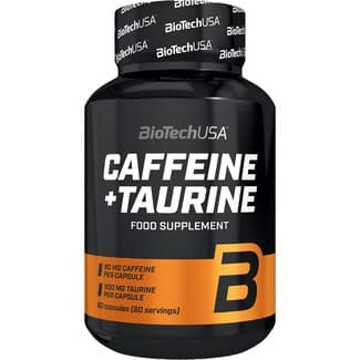 Cafeína y Taurina complemento alimenticio energético bote 60 cápsulas - Biotechusa