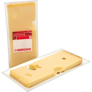 Queso suizo emmental de vaca de pasta dura elaborado con leche cruda DOP Vallée de L´Emme pieza 200 g - Emmentaler