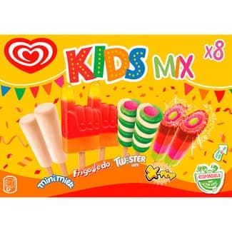 Kids Mix surtido de helados sabor a fruta 8 unidades estuche 398 ml - Frigo