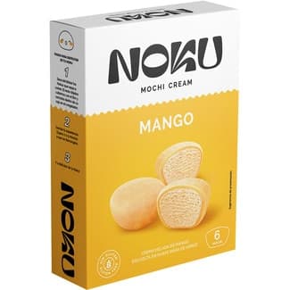 Mochi de crema helada de mango envuelta en suave masa de arroz sin gluten estuche 6 unidades - Noku