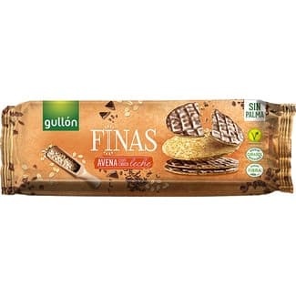Finas galletas de avena con chocolate con leche sin aceite de palma paquete 150 g - Gullon