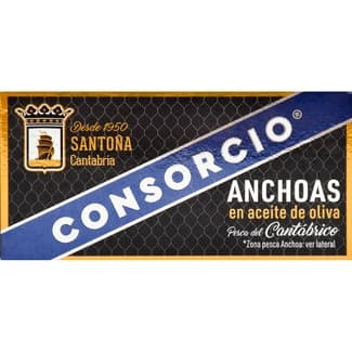 Filetes de anchoa del Cantábrico en aceite de oliva lata 29 g neto escurrido - Consorcio