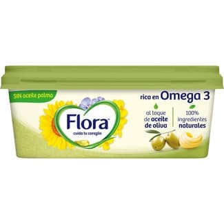 Margarina rica en omega 3 al toque de aceite de oliva sin aceite de palma tarrina 225 g sin gluten sin lactosa - Flora