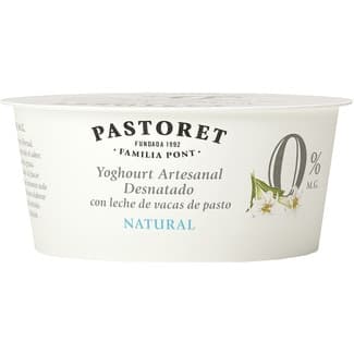 Yogur natural artesano desnatado 0% m.g. con leche de vacas de pasto envase 125 g - Pastoret