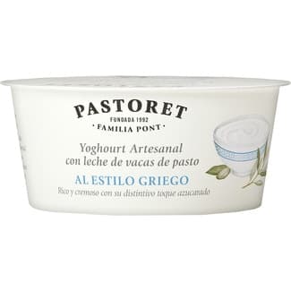 Yogur griego natural azucarado artesano con leche de vacas de pasto envase 125 g - Pastoret