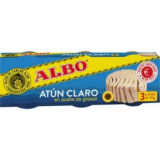 Atún claro en aceite de girasol pack 3 lata 48 g neto escurrido - Albo