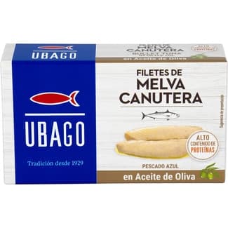 Filetes de melva canutera en aceite de oliva lata 85 g neto escurrido - Ubago