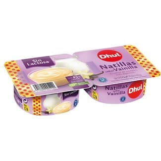 Natillas sabor vainilla sin  lactosa pack 2 unidades 125 g - Dhul