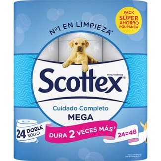 Papel higiénico Cuidado Completo Mega 2 capas paquete 24 rollos - Scottex