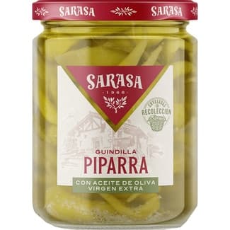 Guindillas piparra en aceite de oliva virgen extra frasco 190 g neto escurrido - Sarasa