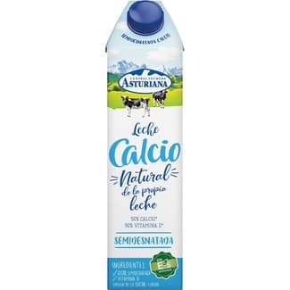 Leche semidesnatada con calcio y vitamina D brik 1 l - Asturiana