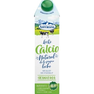 Leche desnatada con calcio y vitamina D brik 1 l - Asturiana