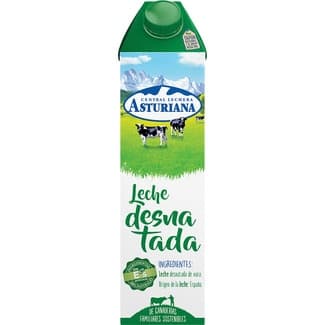 Leche desnatada brik 1 l - Asturiana