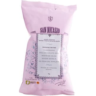 Patatas fritas en aceite de oliva virgen y sal rosa del Himalaya bolsa 40 g - San Nicasio