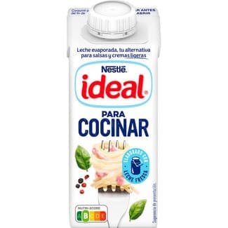 Leche evaporada parcialmente desnatada para salsas y cremas ligeras brik 210 g - Ideal