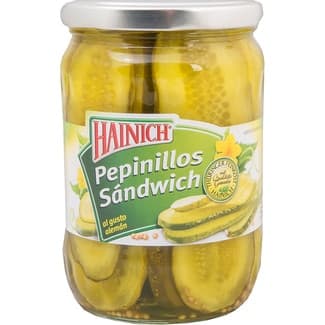 Pepinillos sandwick al estilo alemán frasco 290 g neto escurrido - Hainich